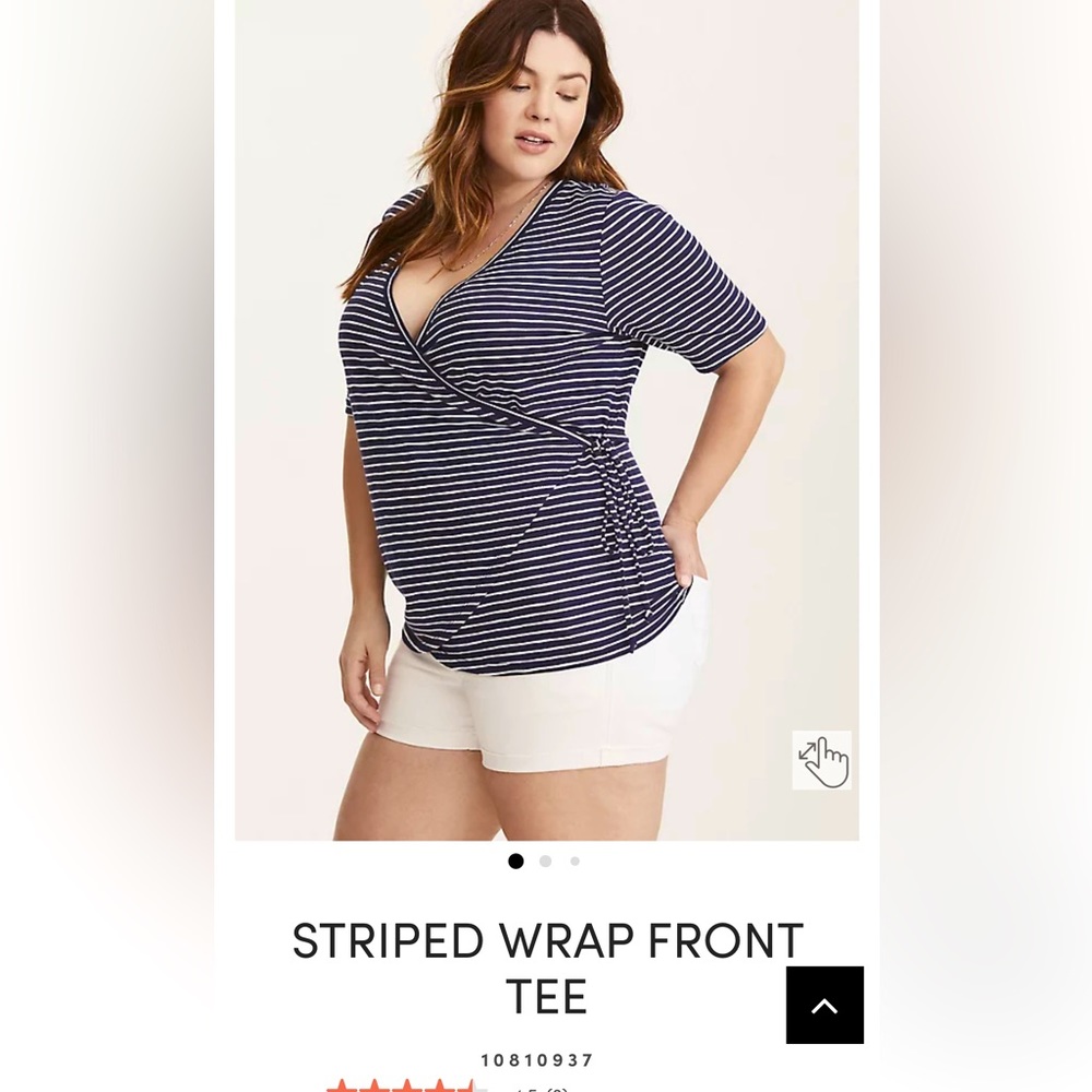 NWT: Navy blue striped wrap front tee